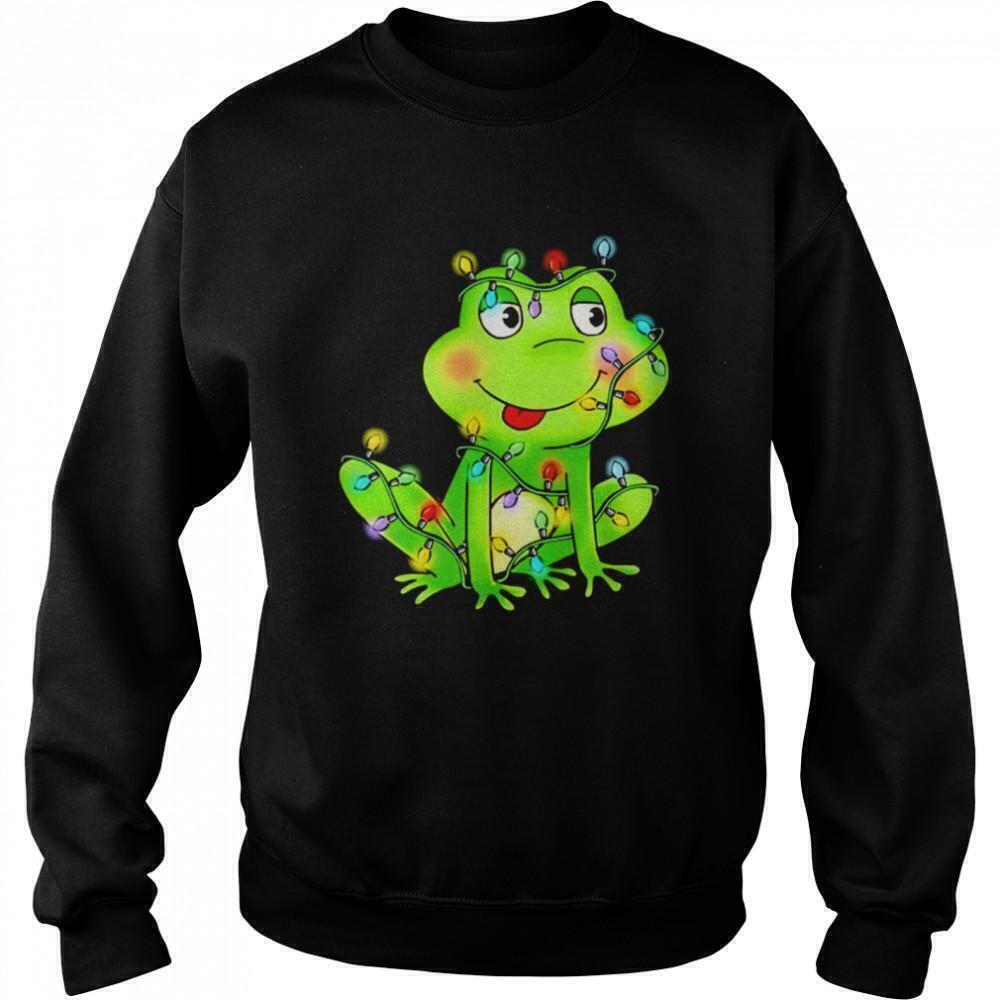 Frog Christmas Lights Cute Winter Holiday Gift Cozy Sweatshirt